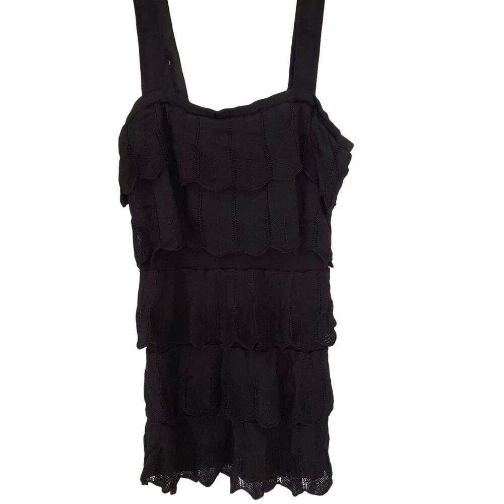 White House Black Market Tiered Black Knit Tank Size XS